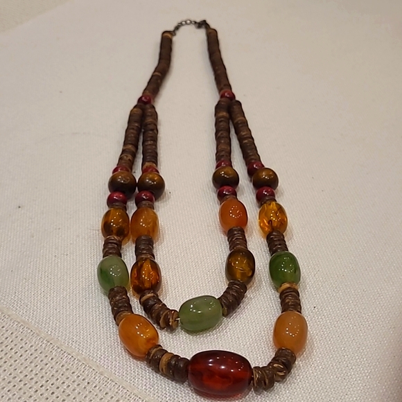 4/$20🤑 BOHO Wood and Bauble Bead Necklace - Picture 1 of 4
